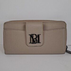 Badgley Mischka Zip Around Flap Front Pocket Taupe Wallet